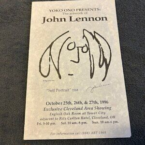 Art of John Lennon Presented by Yoko Ono Brochure to Art Exhibit in OH 1996